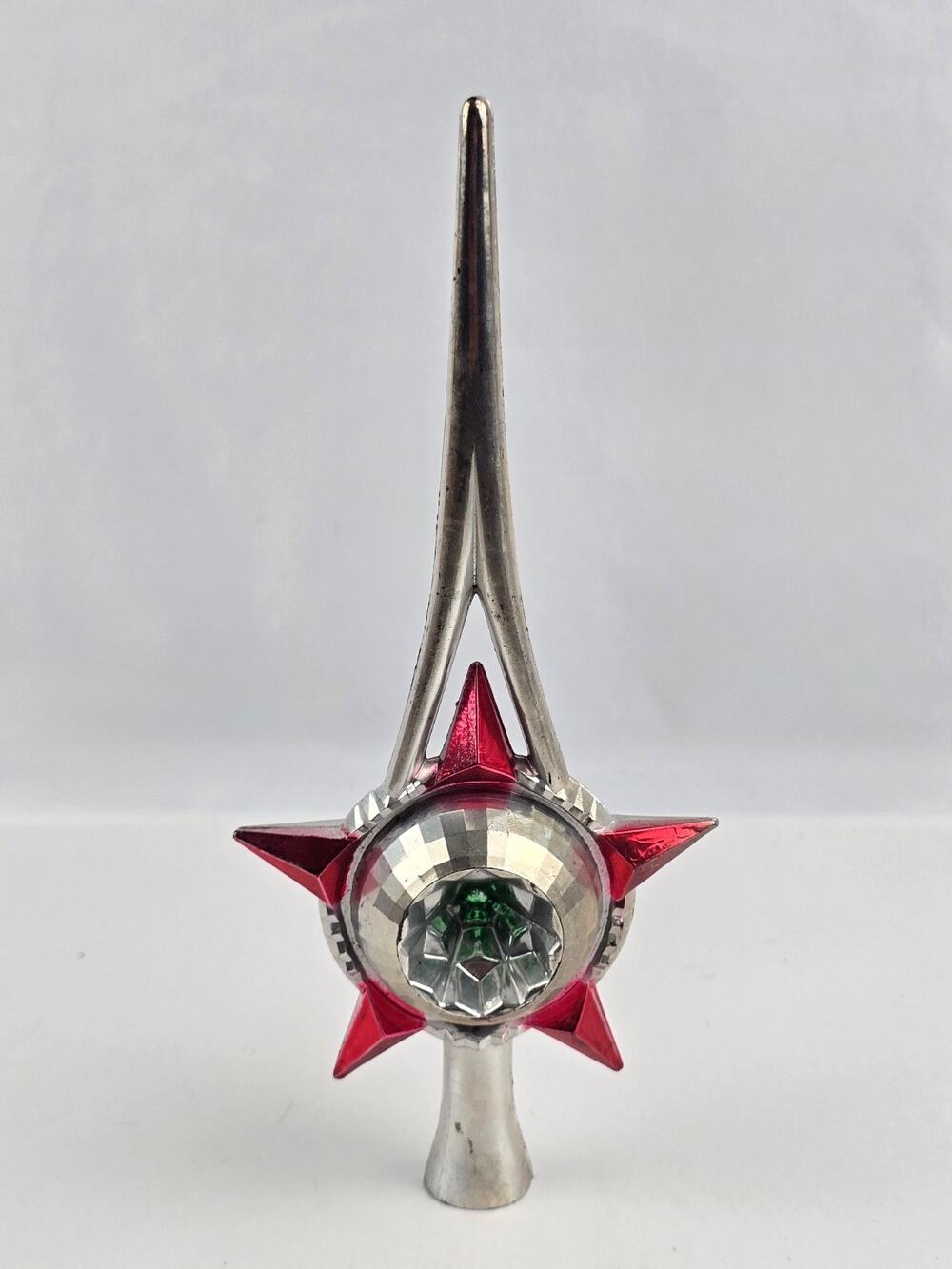 Christmas Tree Topper Plastic Unbreakable Finial Silver Green Pink 9.5"